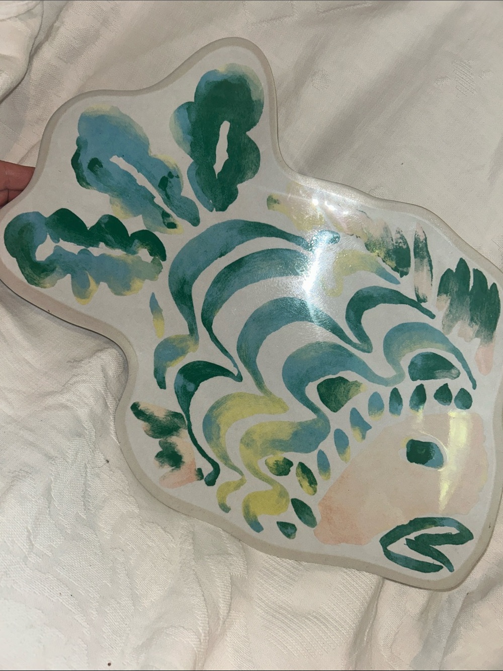 Threshold, bamboo, melamine, Decorative Fish platter in Teal and Green